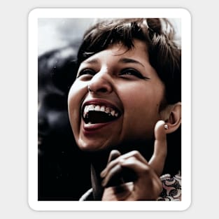 Colorized The Laugh Vintage Portrait Sticker